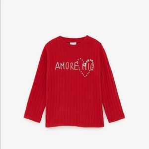Zara Girls Red Ribbed Sweater-Size 8